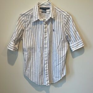 Ralph Lauren Sport Super Slim Fit white with purple stripe button down. Size 10